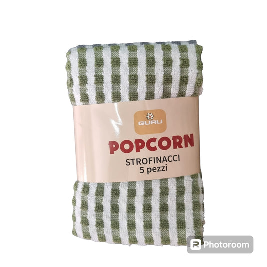 Set strofinacci 5 pezzi Popcorn in spugna di cotone
