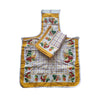 Set 4 strofinacci panama di cotone 60x90 più 4 grembiuli cucina con pattina 60x82 Mastro Bianco.