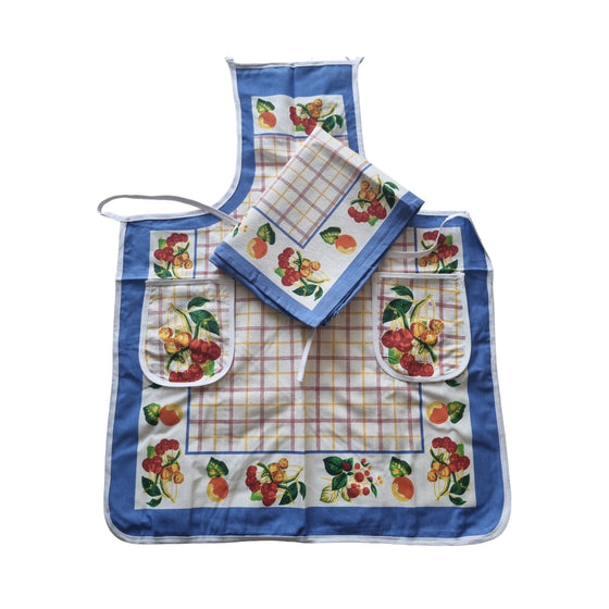 Set 4 strofinacci panama di cotone 60x90 più 4 grembiuli cucina con pattina 60x82 Mastro Bianco.