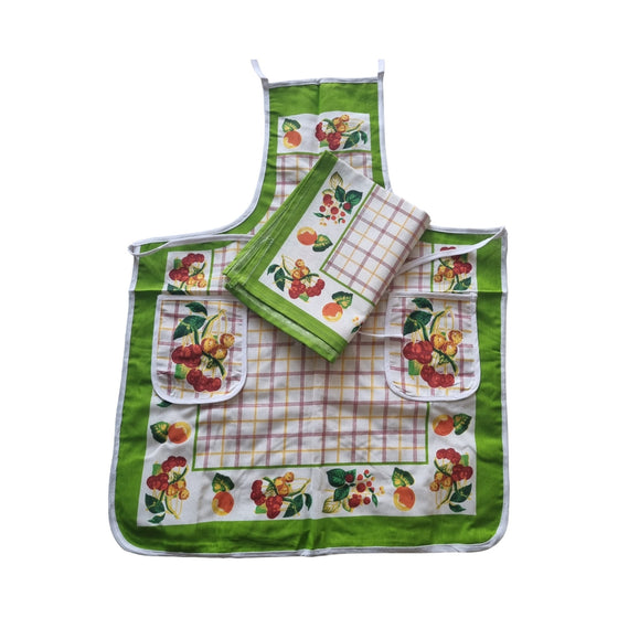 Set 4 strofinacci panama di cotone 60x90 più 4 grembiuli cucina con pattina 60x82 Mastro Bianco.