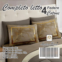  Completo letto matrimoniale in cotone 4 federe MARMO GOLD MASTERS HOUSE