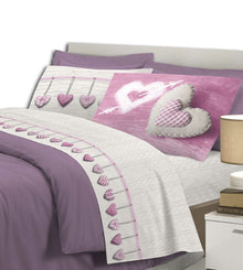  Completo letto matrimoniale puro cotone 100% Pensieri Delicati