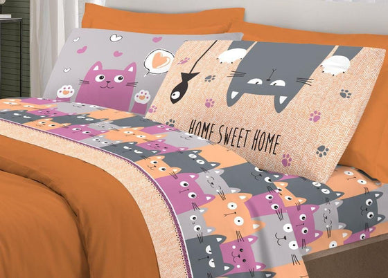 Completo letto matrimoniale puro cotone 100% Pensieri Delicati