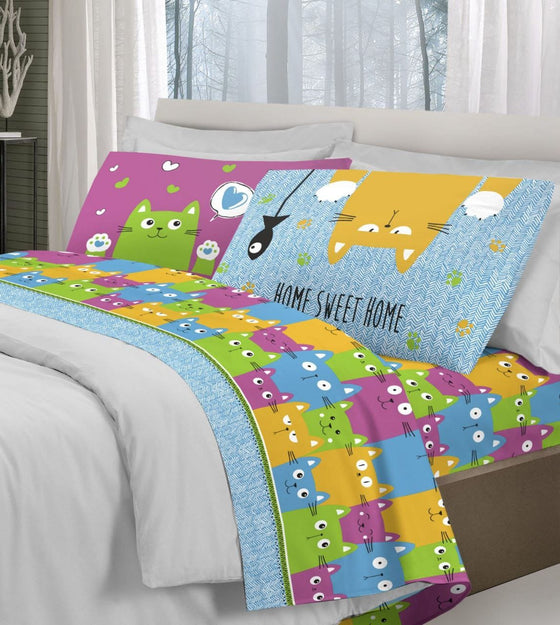 Completo letto matrimoniale puro cotone 100% Pensieri Delicati
