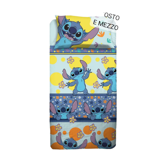 Completo letto 1 piazza e mezza in puro cotone Stitch DISNEY