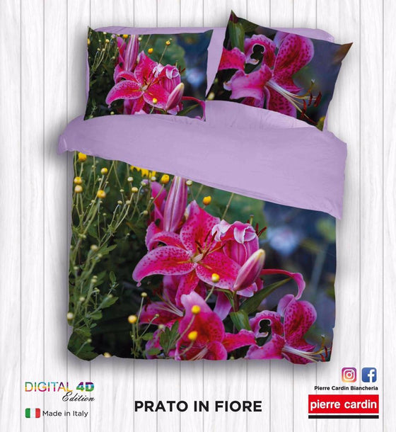 Completo letto in puro cotone Pierre Cardin stampa digitale 4D