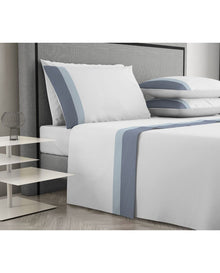  Completo letto cotone matrimoniale doppia balza tinta unita Manifatture Vallepiano